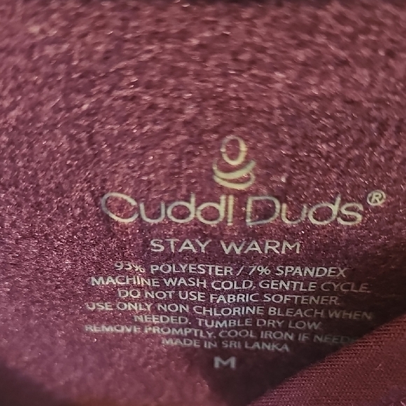 Cuddl Duds Plum Fleece Lined Long Sleeve Top and Leggings Set Size Medium New - Picture 2 of 7